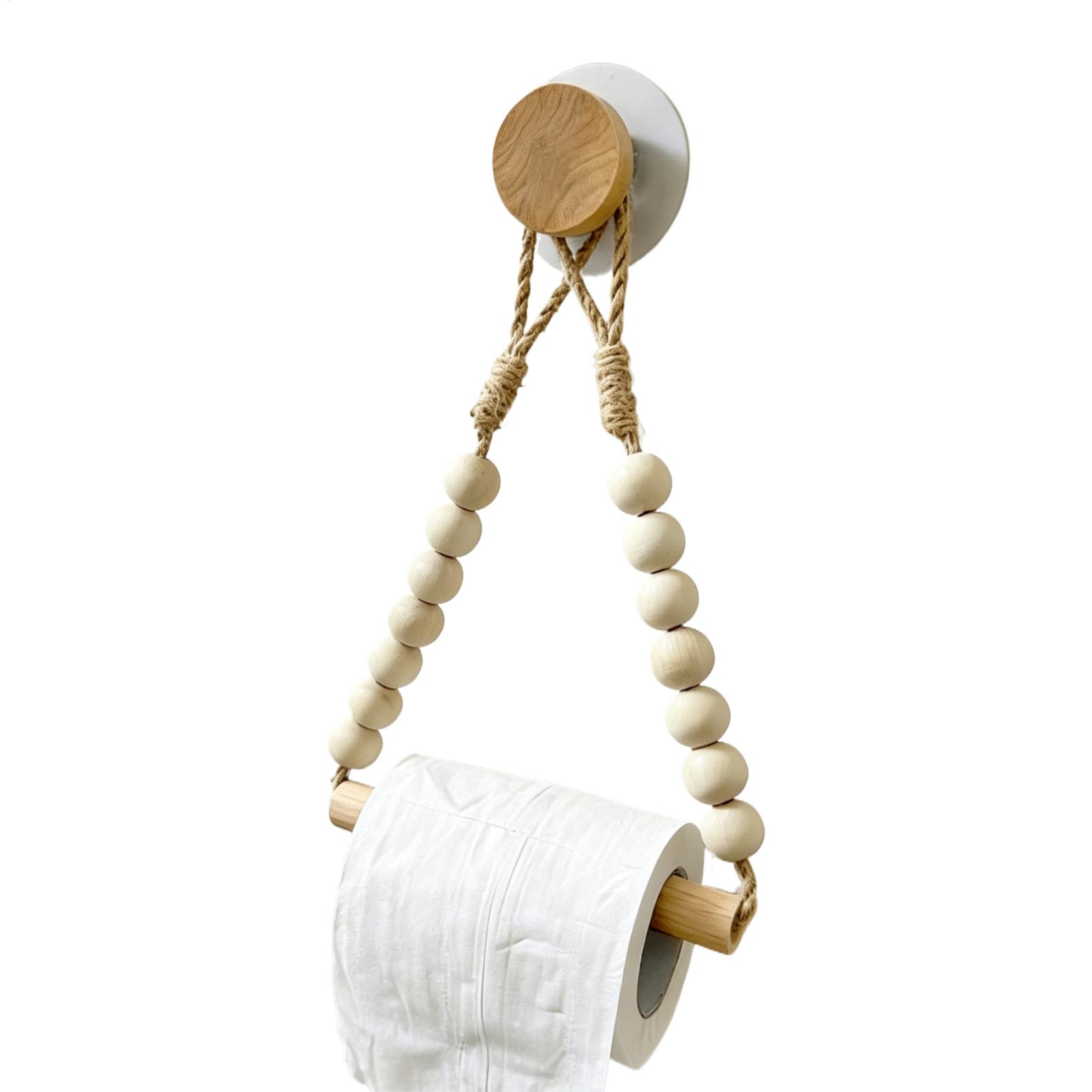 Home Bathroom Paper Towel Holder - Toilet Paper Holder Wood Bead Stand