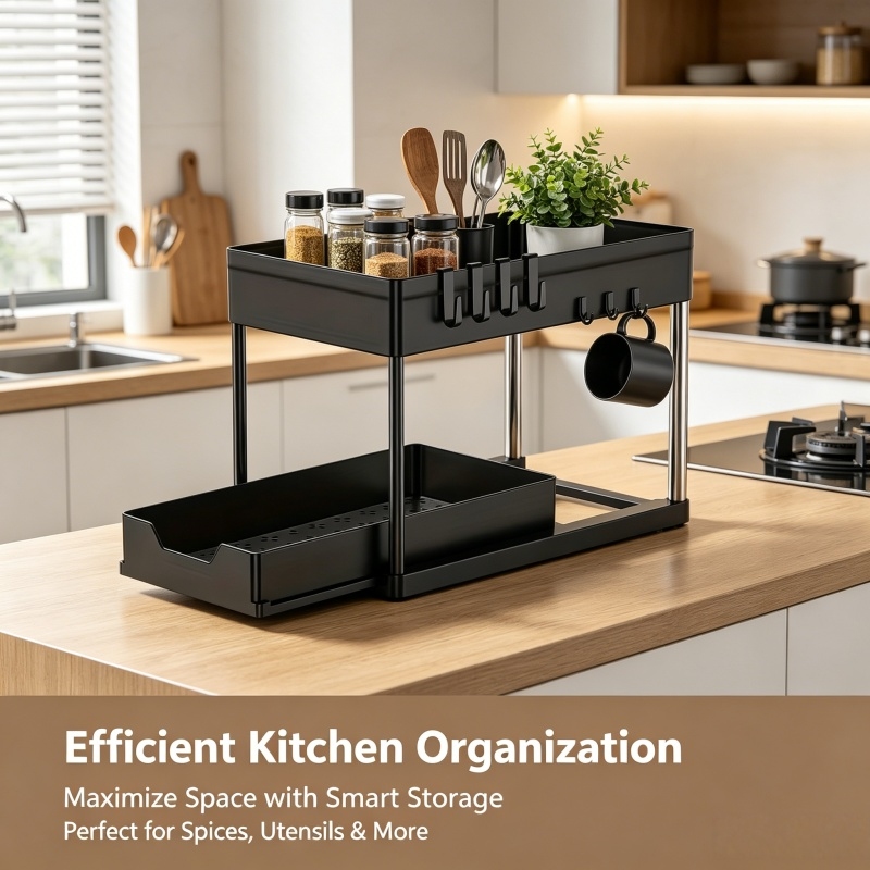 Home Goods Bathroom Cabinets - 2 Tier Sliding Drawer Under Sink
