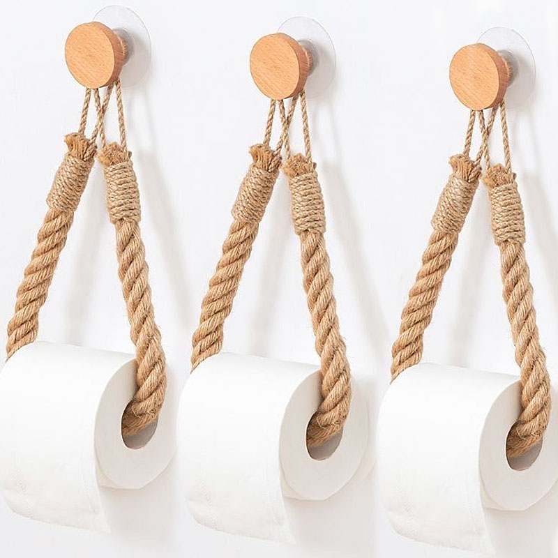 Home Bathroom Paper Towel Holder - 4/1pcs Nail-free Wooden Hook Paper Towel