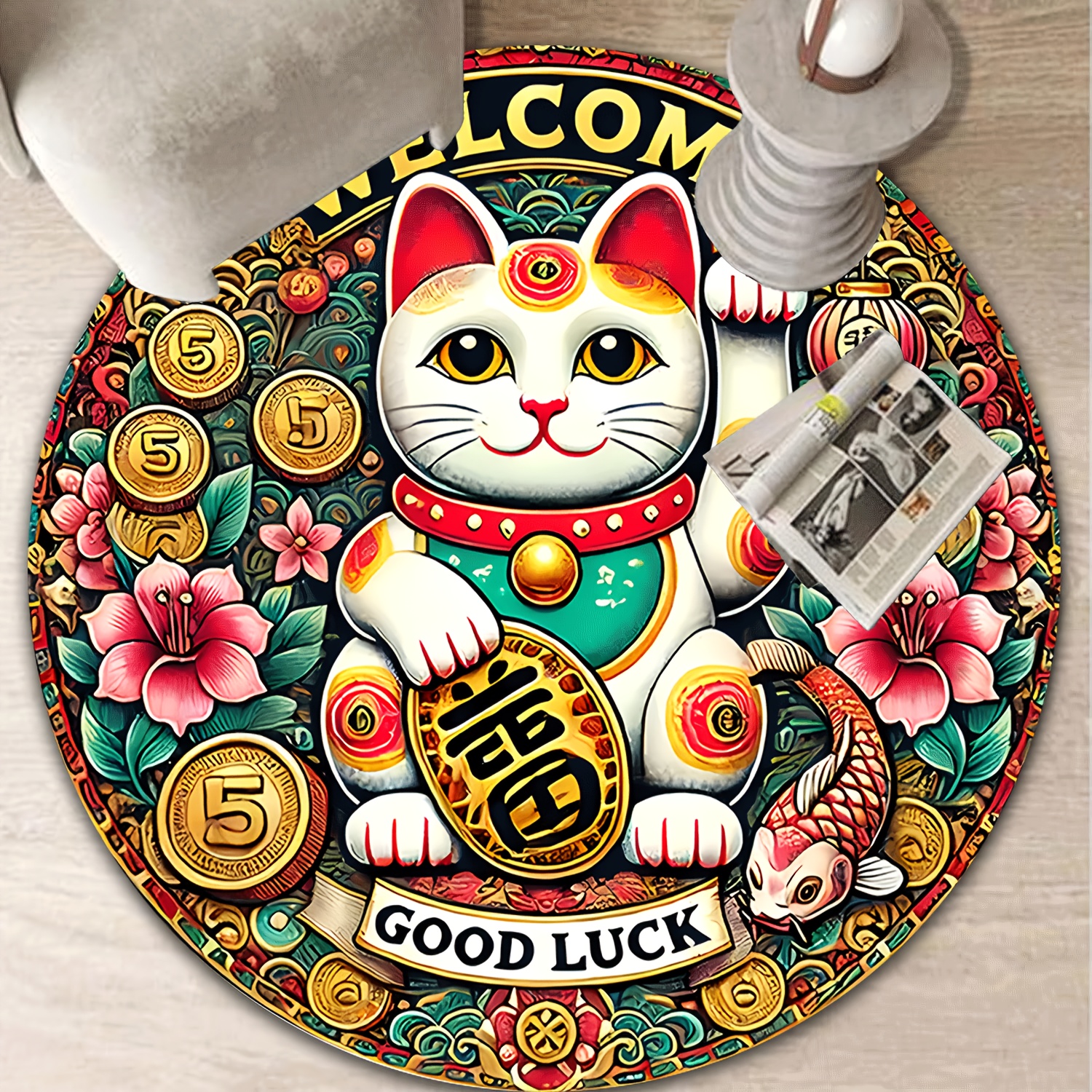 Chinese Lucky Cat Round Rug We - огляд і ціна Home Goods Bathroom Rugs