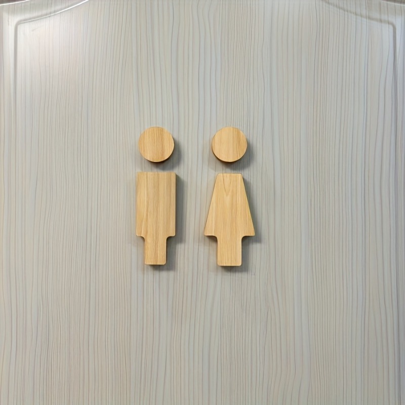 2PCS Wooden Bathroom Sign for  - огляд і ціна Home Bathroom Equipment