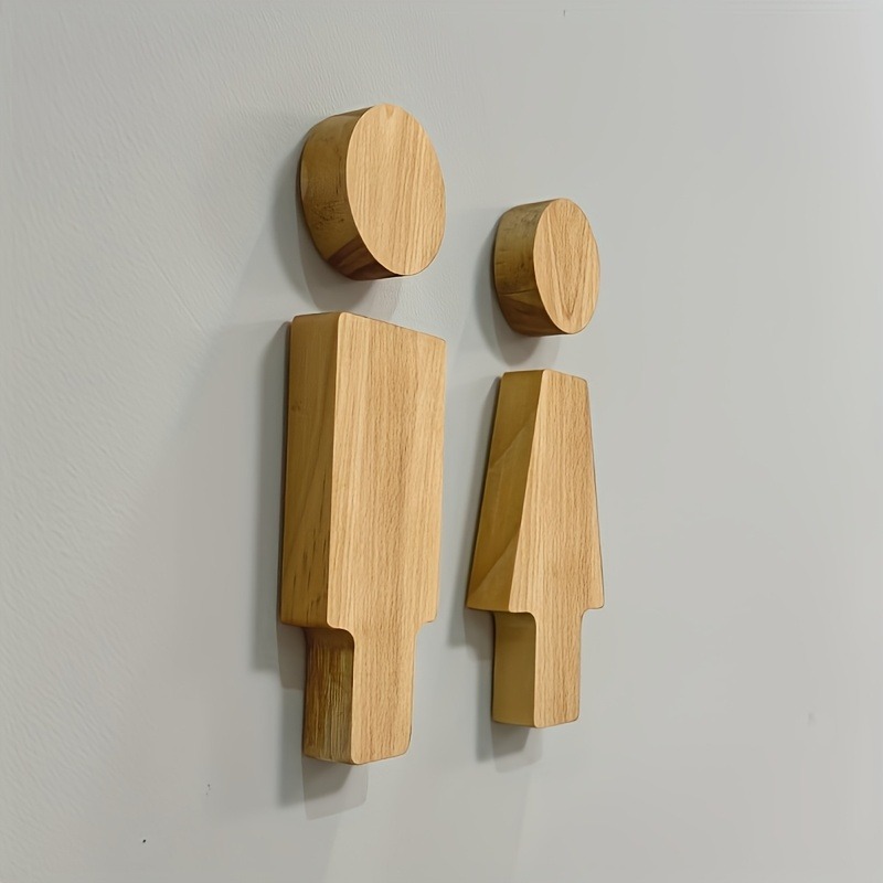 2PCS Wooden Bathroom Sign for  - огляд і ціна Home Bathroom Equipment