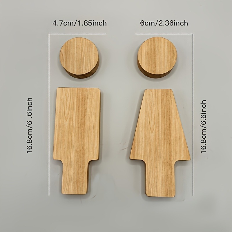 2PCS Wooden Bathroom Sign for  - огляд і ціна Home Bathroom Equipment