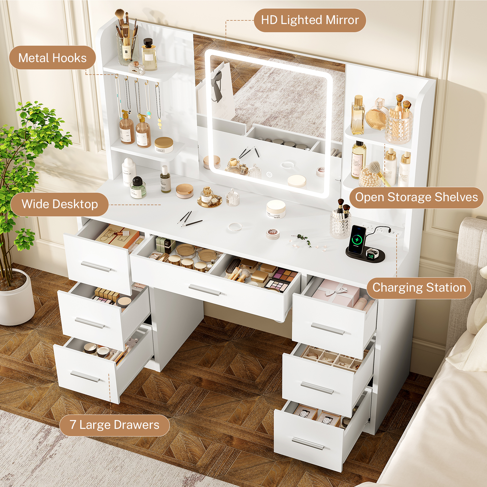 Large Vanity Desk with LED Lig - огляд і ціна Home Outlet Bathroom Vanity