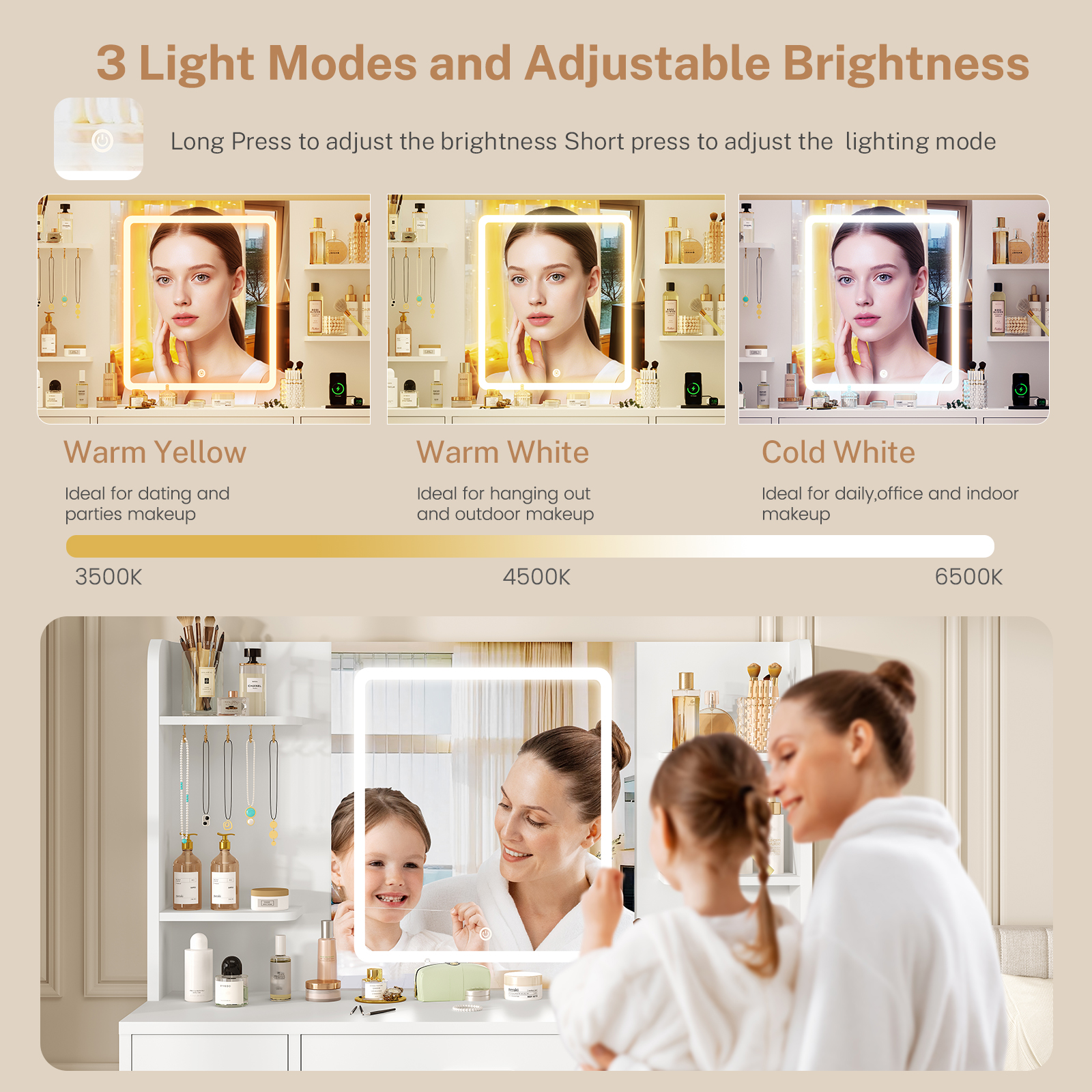 Large Vanity Desk with LED Lig - огляд і ціна Home Outlet Bathroom Vanity