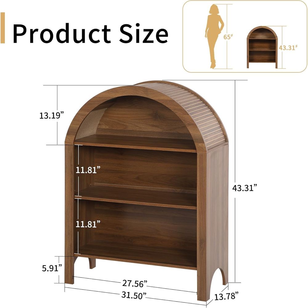 Walnut 3-Shelf Arched Bookcase - огляд і ціна Home & Bathroom Building Products Pte Ltd Photos