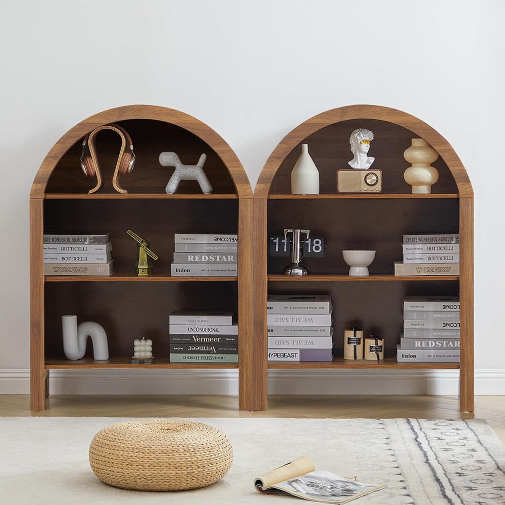 Walnut 3-Shelf Arched Bookcase - огляд і ціна Home & Bathroom Building Products Pte Ltd Photos