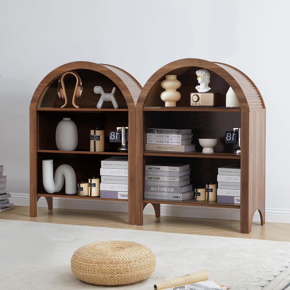Walnut 3-Shelf Arched Bookcase - огляд і ціна Home & Bathroom Building Products Pte Ltd Photos
