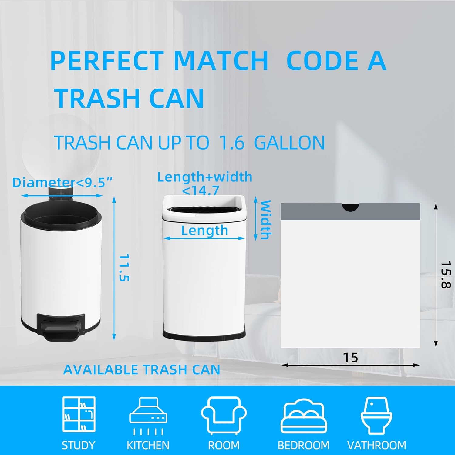 1.6 Gallon Mini Drawstring Tra - огляд і ціна Home Bathroom Images