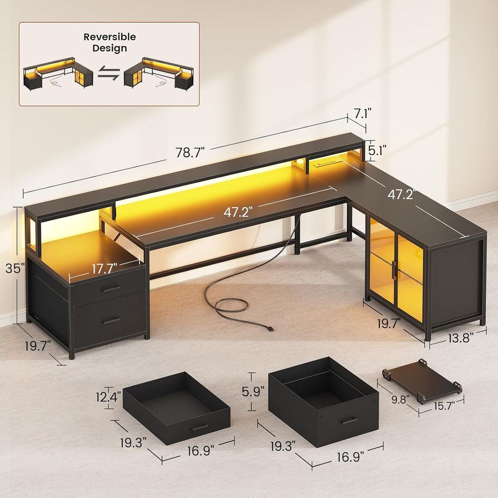 78.7 L-Shaped Gaming Desk with - огляд і ціна Home & Bathroom Building Products Pte Ltd Photos