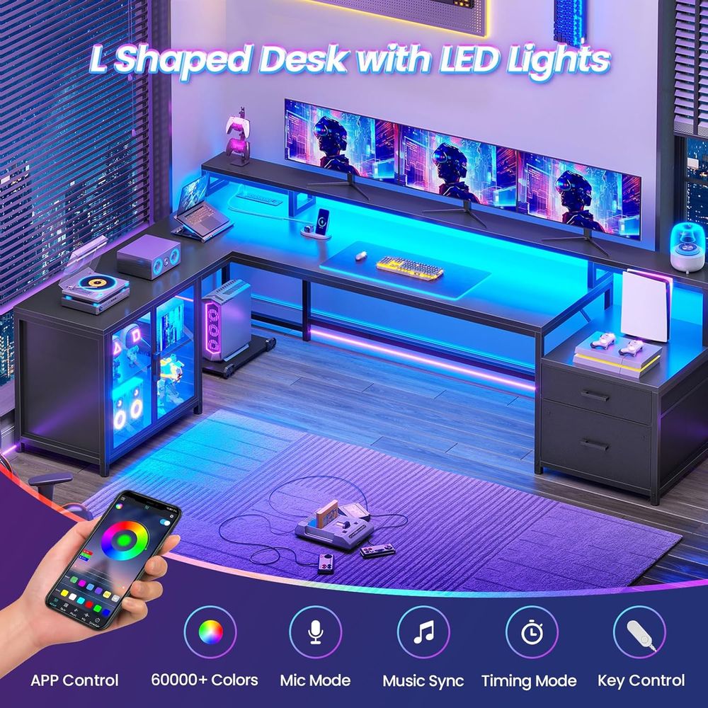 78.7 L-Shaped Gaming Desk with - огляд і ціна Home & Bathroom Building Products Pte Ltd Photos