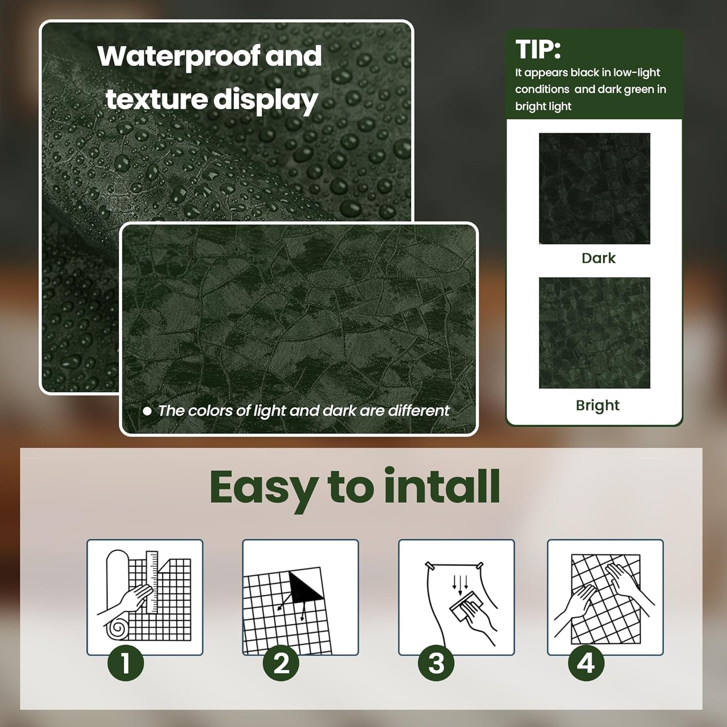 Dark Green Peel and Stick Wall - огляд і ціна Home Bathroom Images