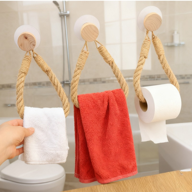 4/1pcs Nail-free Wooden Hook P - огляд і ціна Home Bathroom Paper Towel Holder