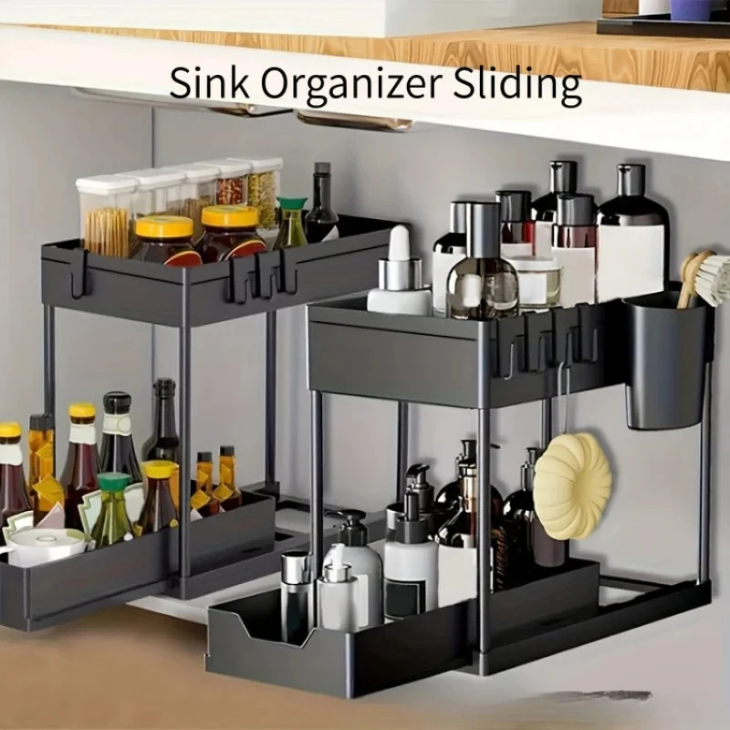 2 Tier Under Sink Sliding Orga - огляд і ціна Home Goods Bathroom Cabinets